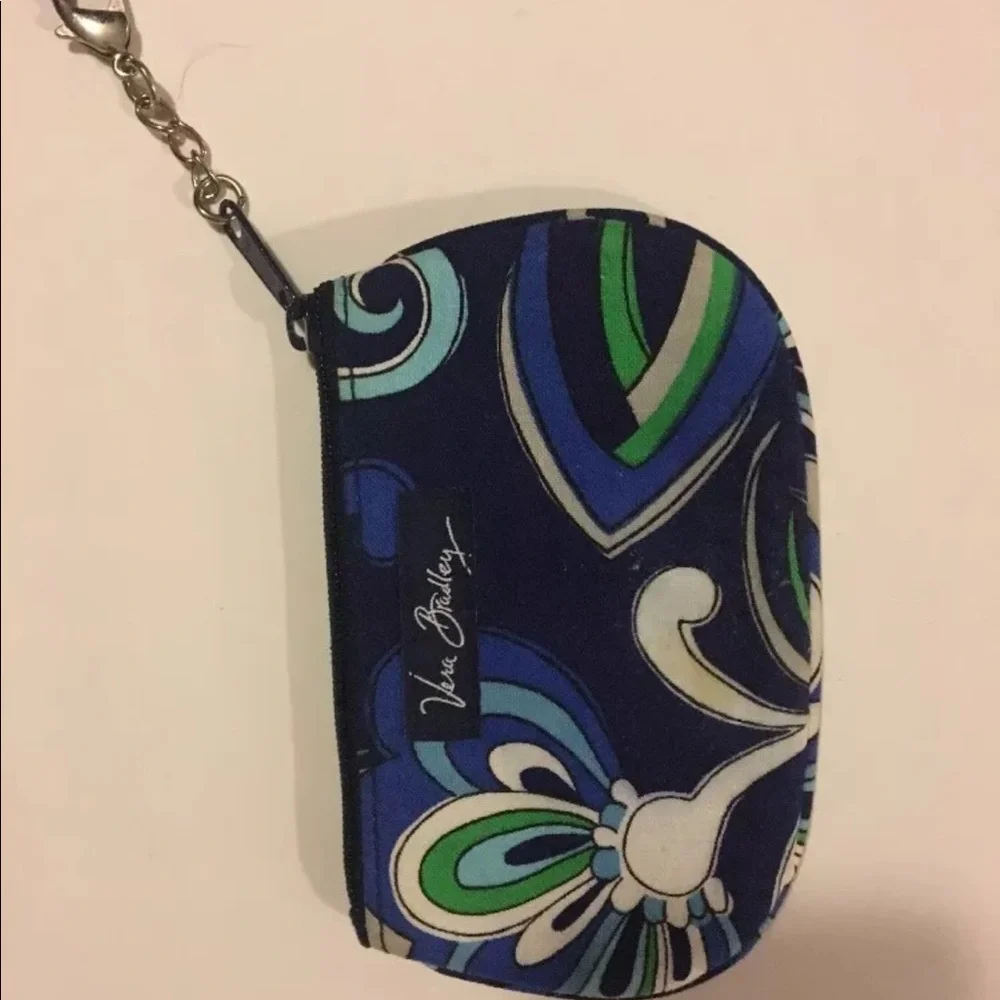 VERA BRADLEY Zip ID Wallet Coin Purse Blue Paisley